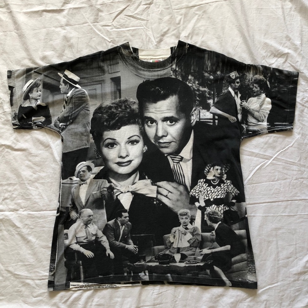 Vintage I Love Lucy All Over Print Shirt Sz Large